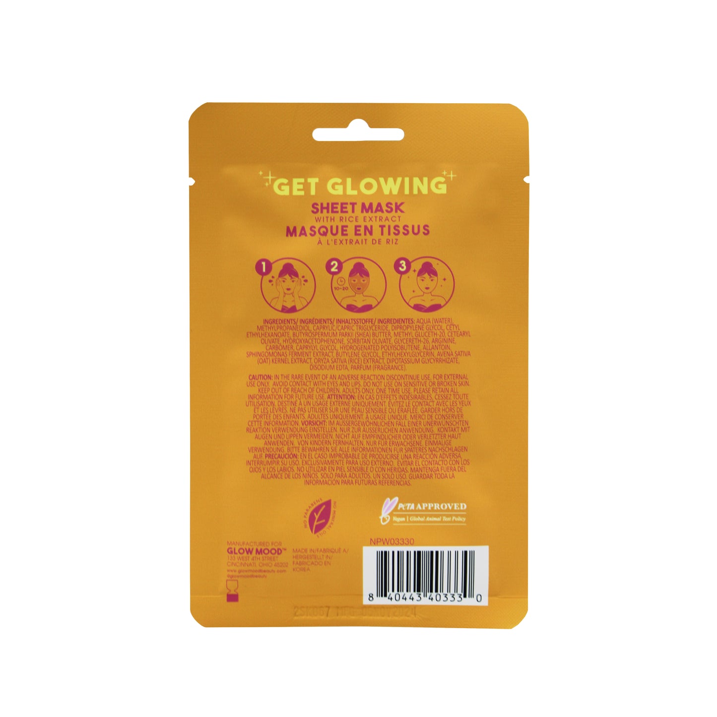 Glow Mood Day Brightening Sheet Mask with Rice Extract