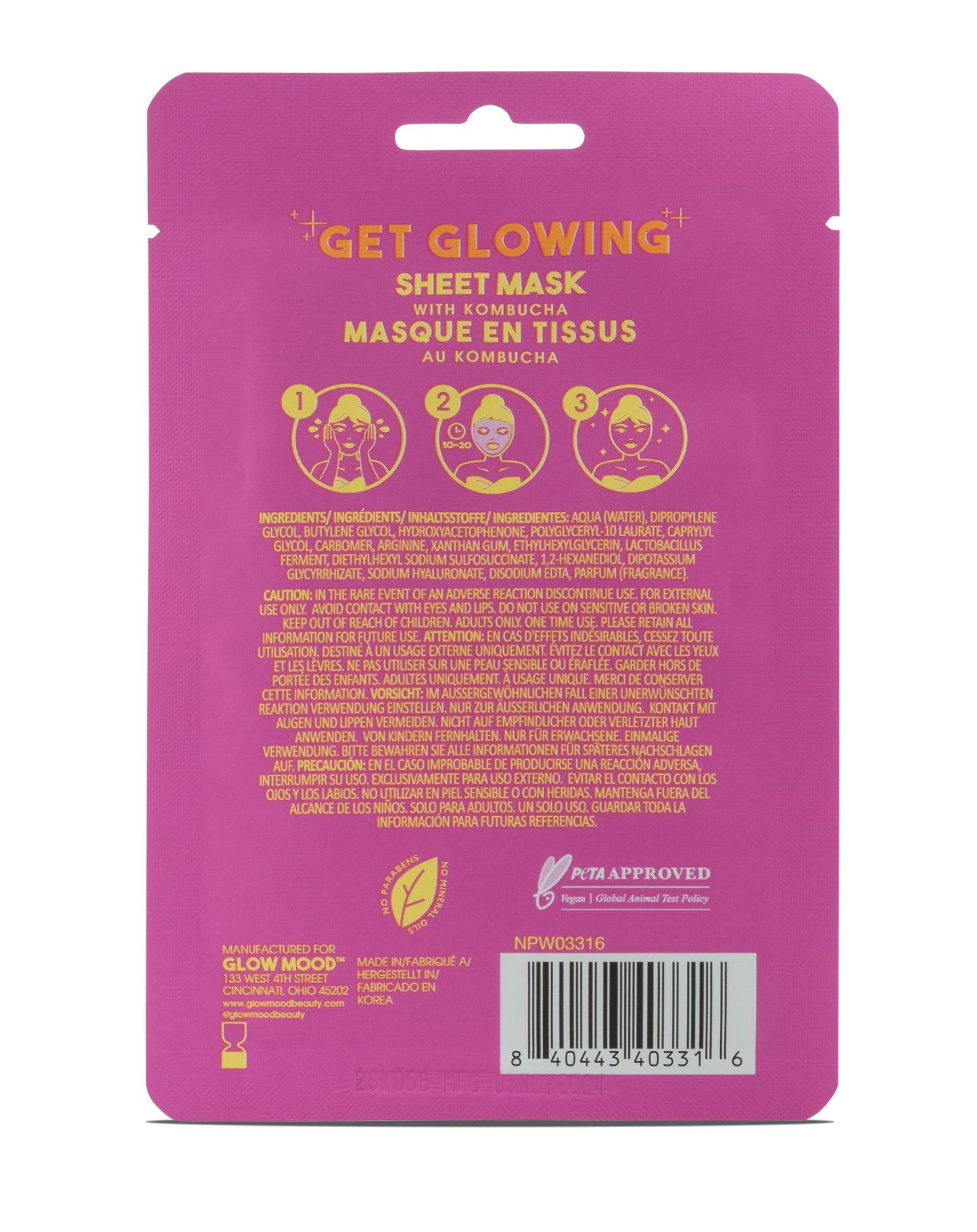Glow Mood Day Balancing Sheet Mask with Kombucha