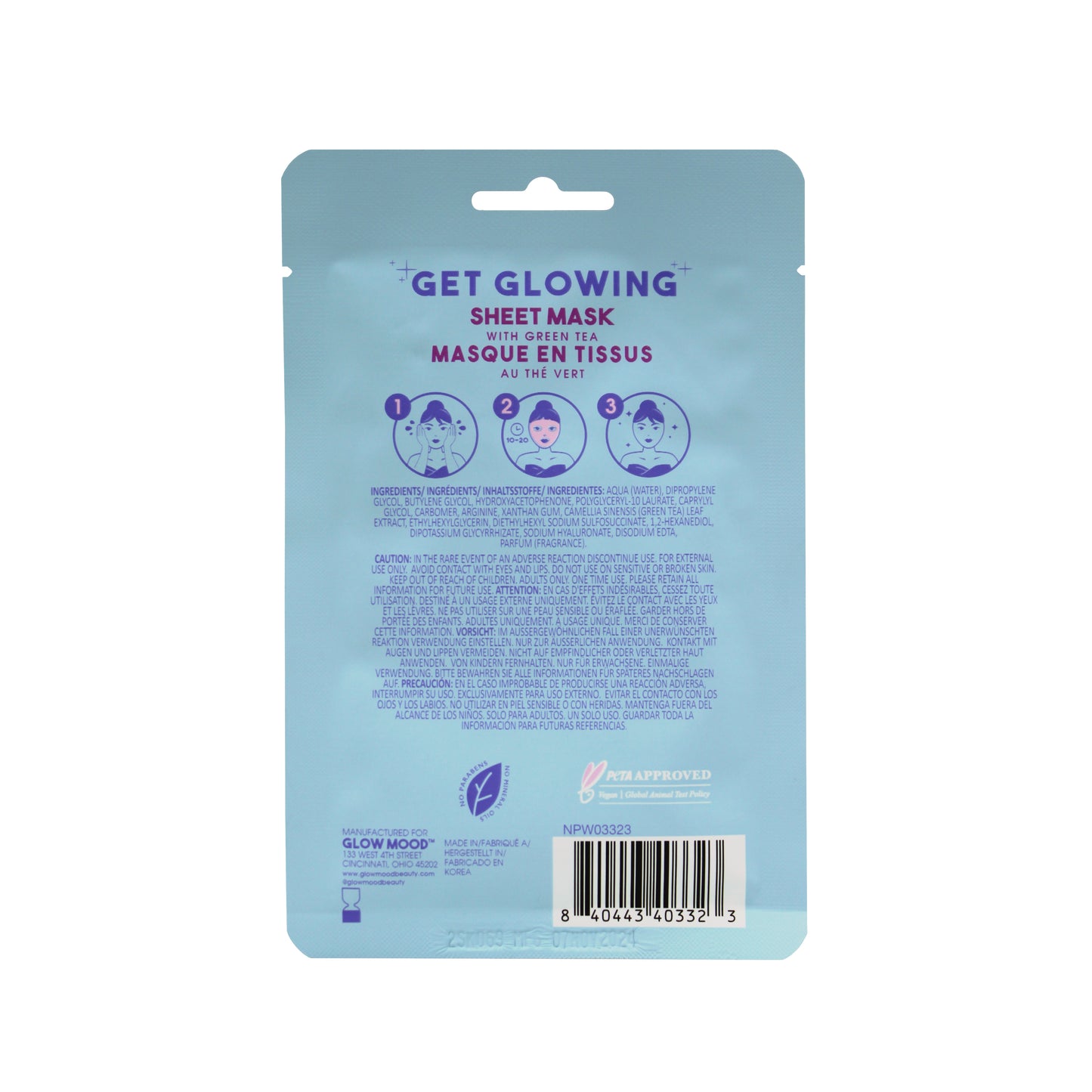 Glow Mood Night Hydrating Sheet Mask with Green Tea
